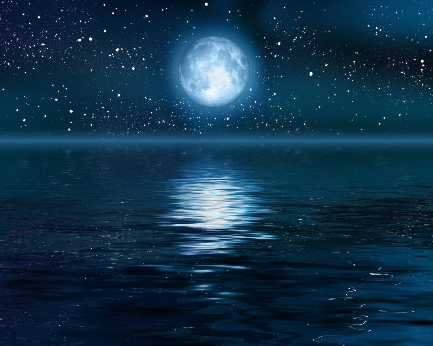1378x1101 Ocean Under Galaxy Moon Wallpaper