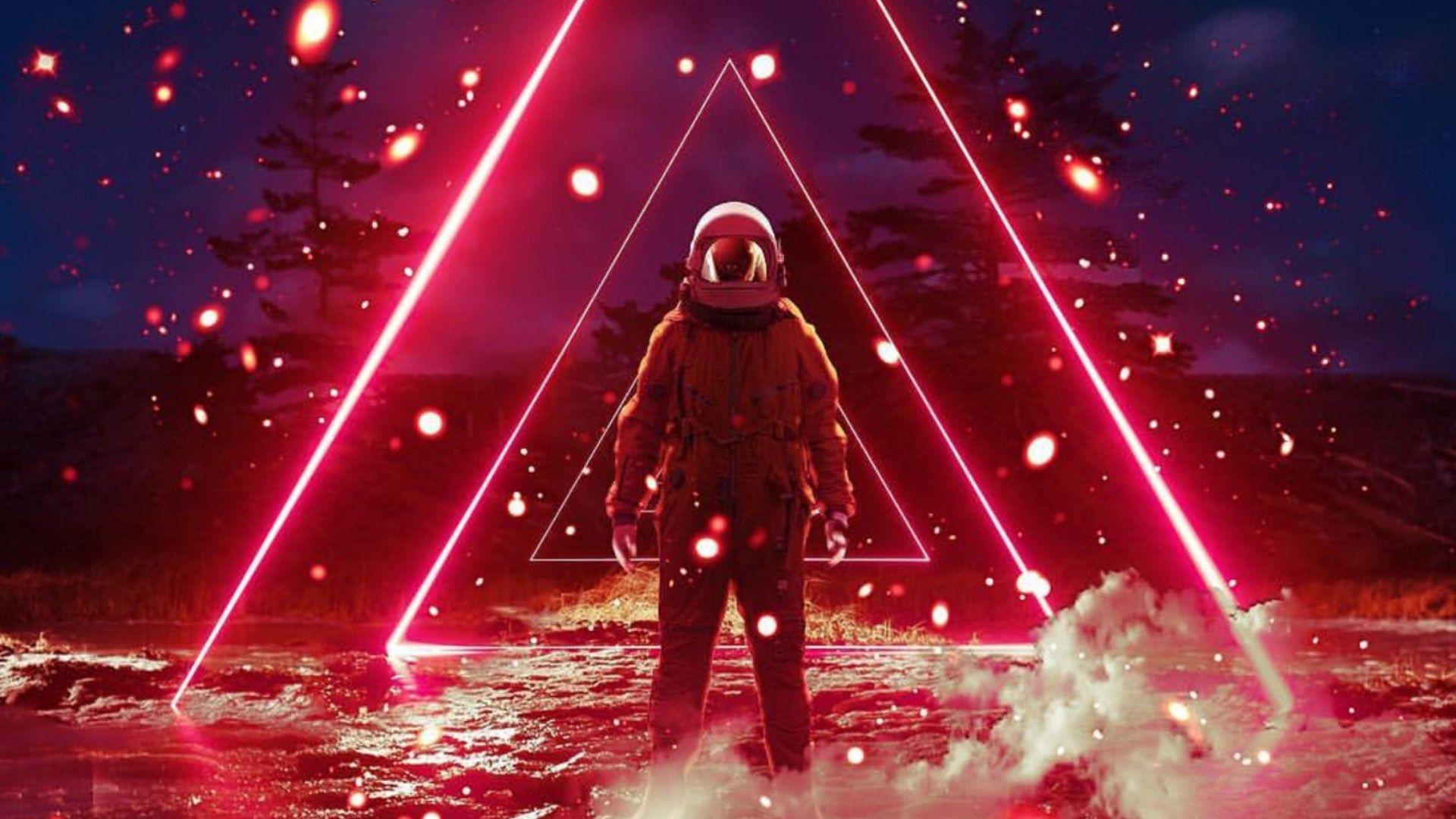 1920x1080 Man In Space Vaporwave Wallpaper HD Background