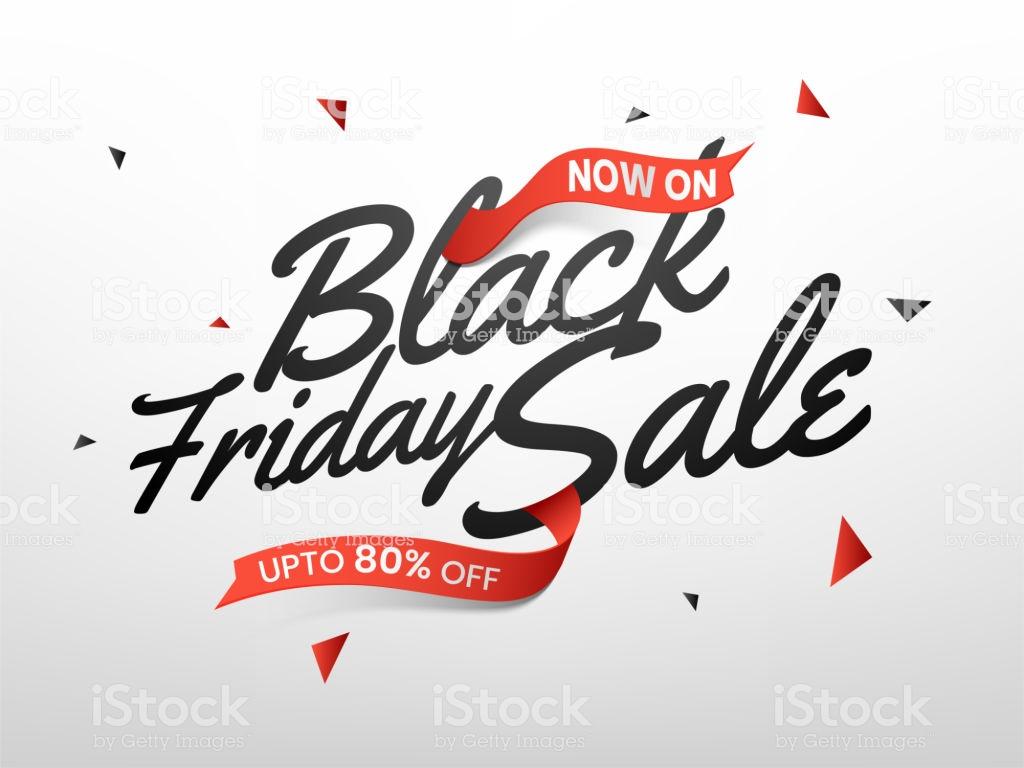 1024x768 Stylish Lettering Of Black Friday Sale With Upto 80 Offer