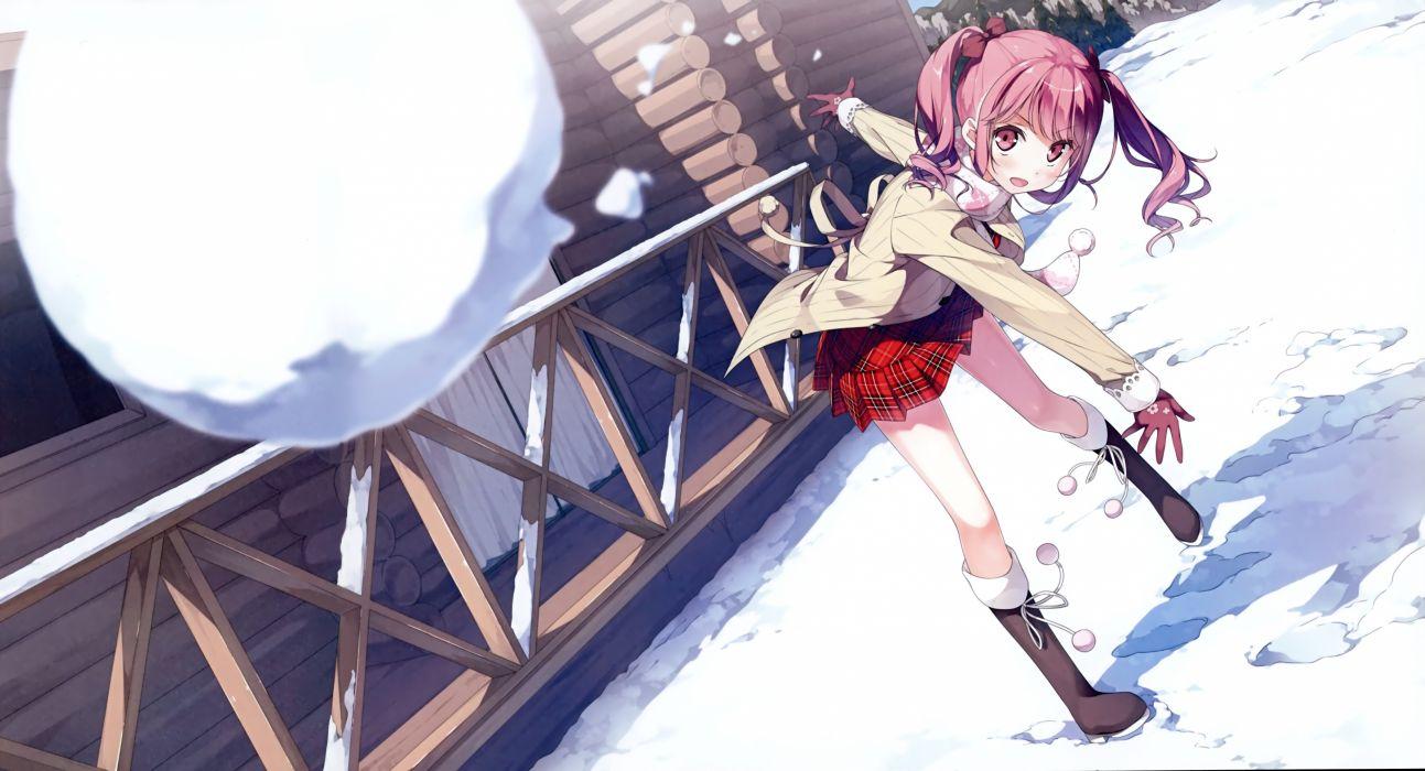 1293x700 Original anime girl snow winter wallpaperx2487