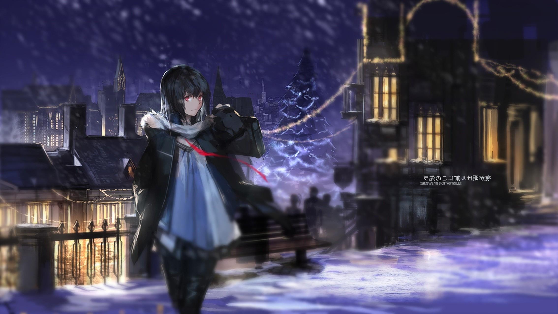 2268x1276 snow, Christmas, Night, Winter, Swd3e Original Characters