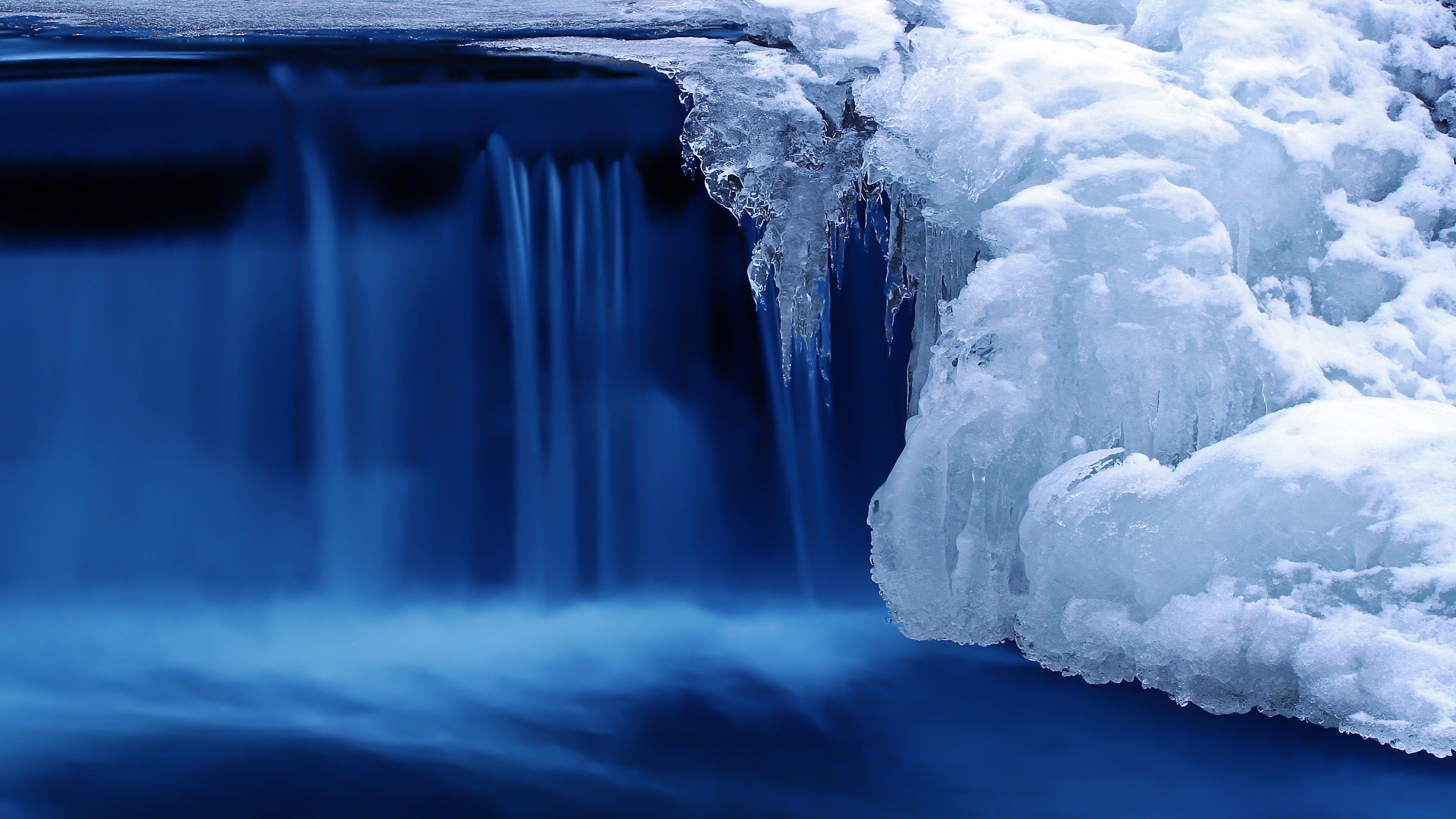 3840x2160 Wallpaper Lake, 4k, HD wallpaper, waterfall, water, snow, ice
