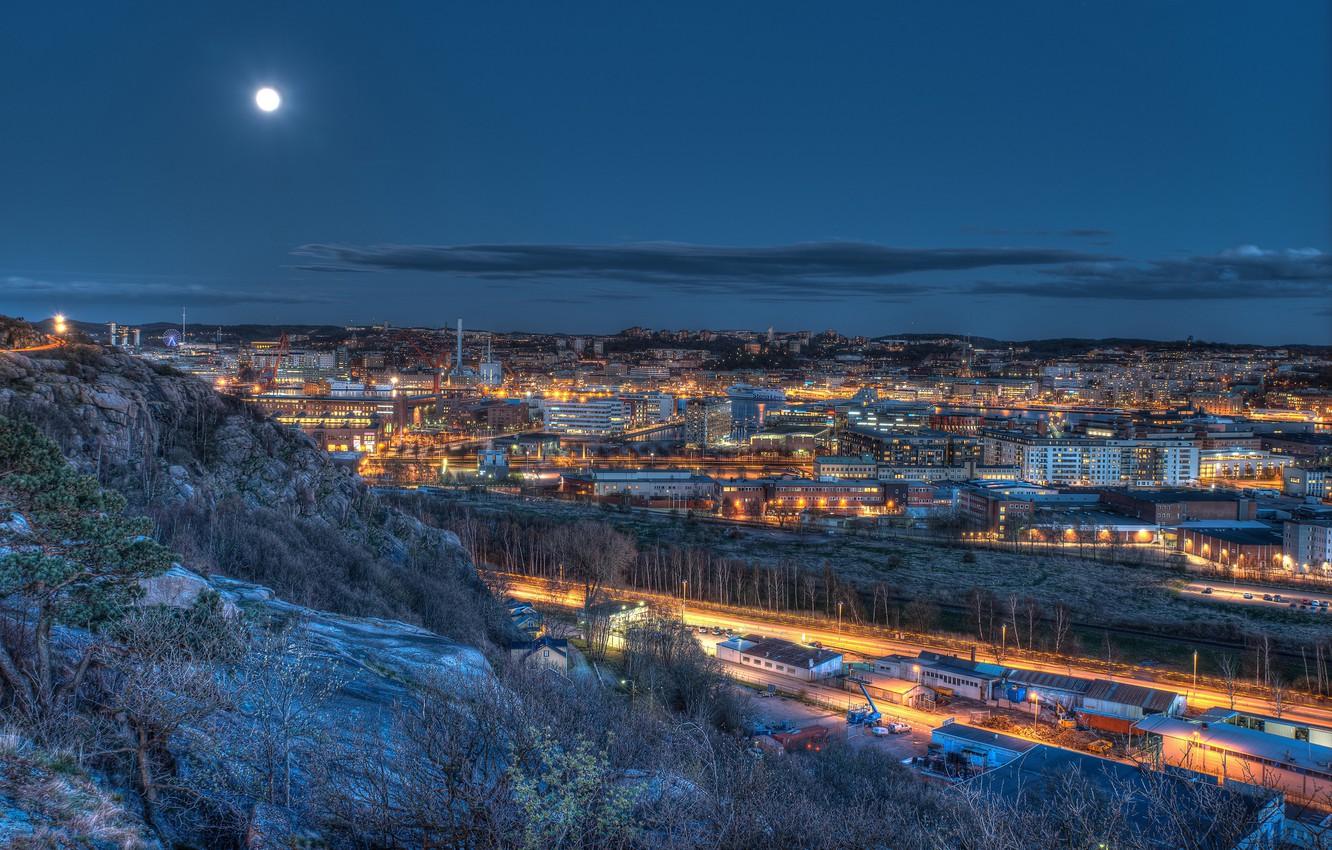 1332x850 Wallpaper the sky, night, lights, the moon, home, Sweden