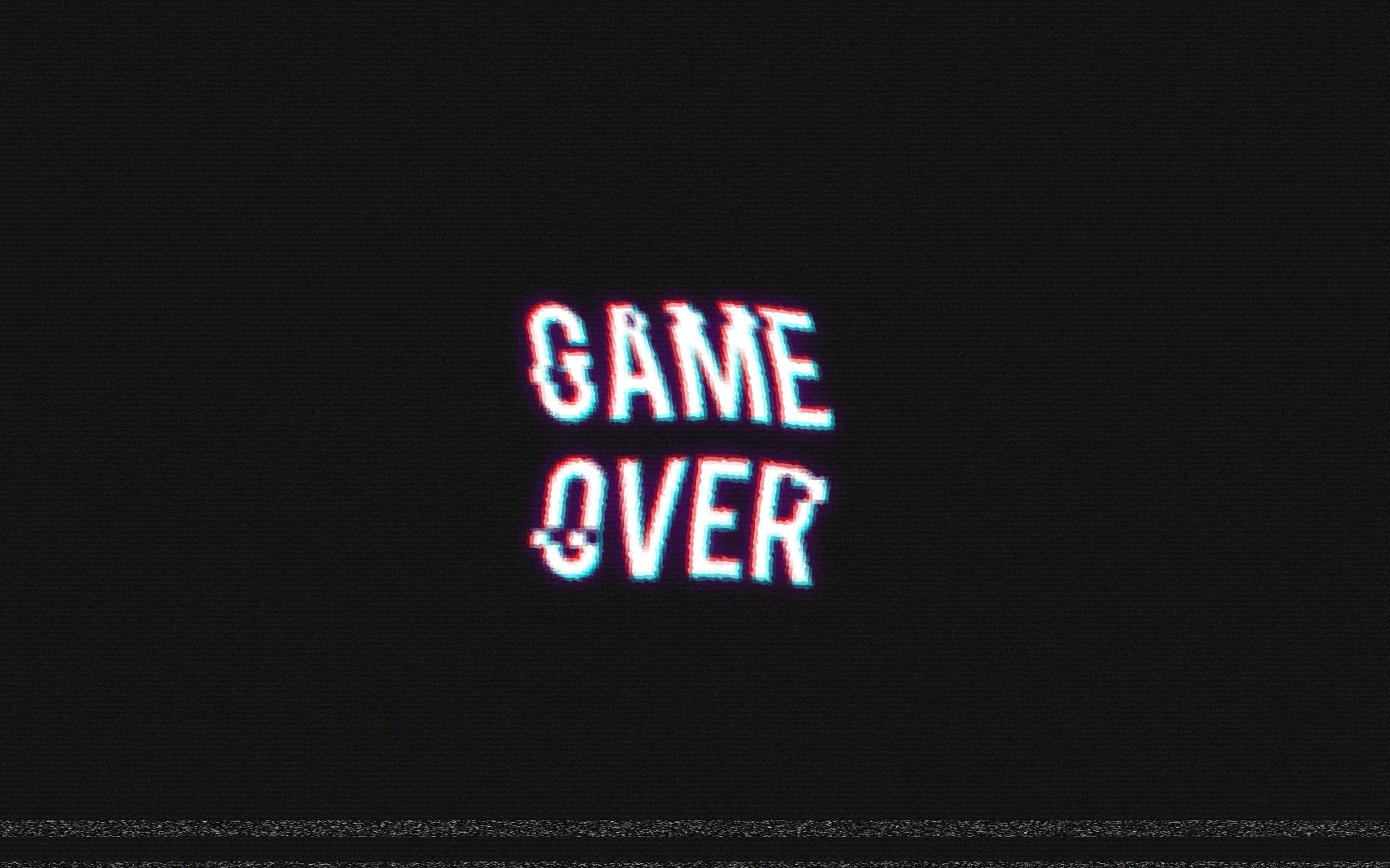 2880x1800 GAME OVER, Video Games, Retro Games, Distortion Wallpaper