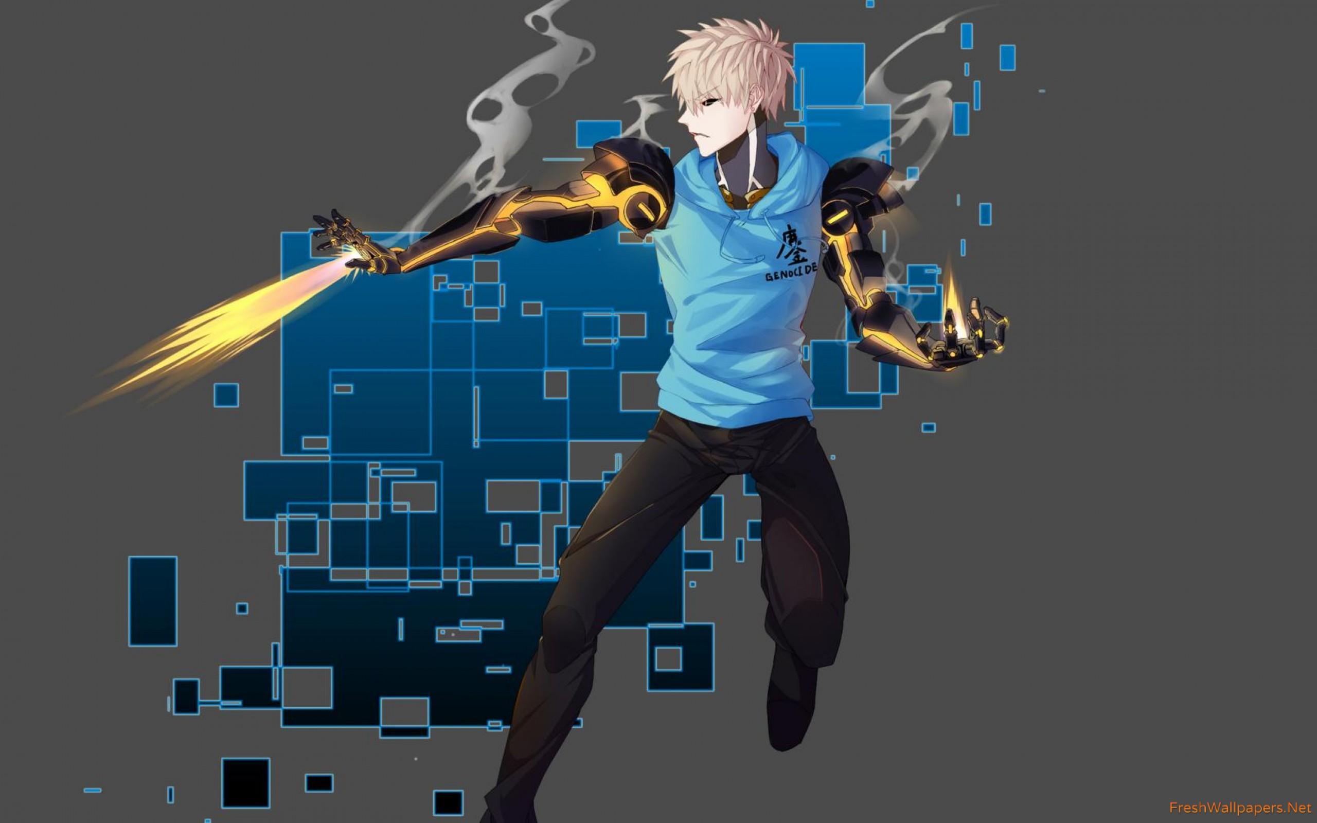 2560x1600 Genos Shooting Fire In One Punch Man Wallpaper
