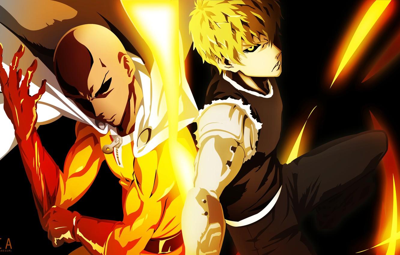 1332x850 Wallpaper art, saitama, vanpatten, one punch man, Geno