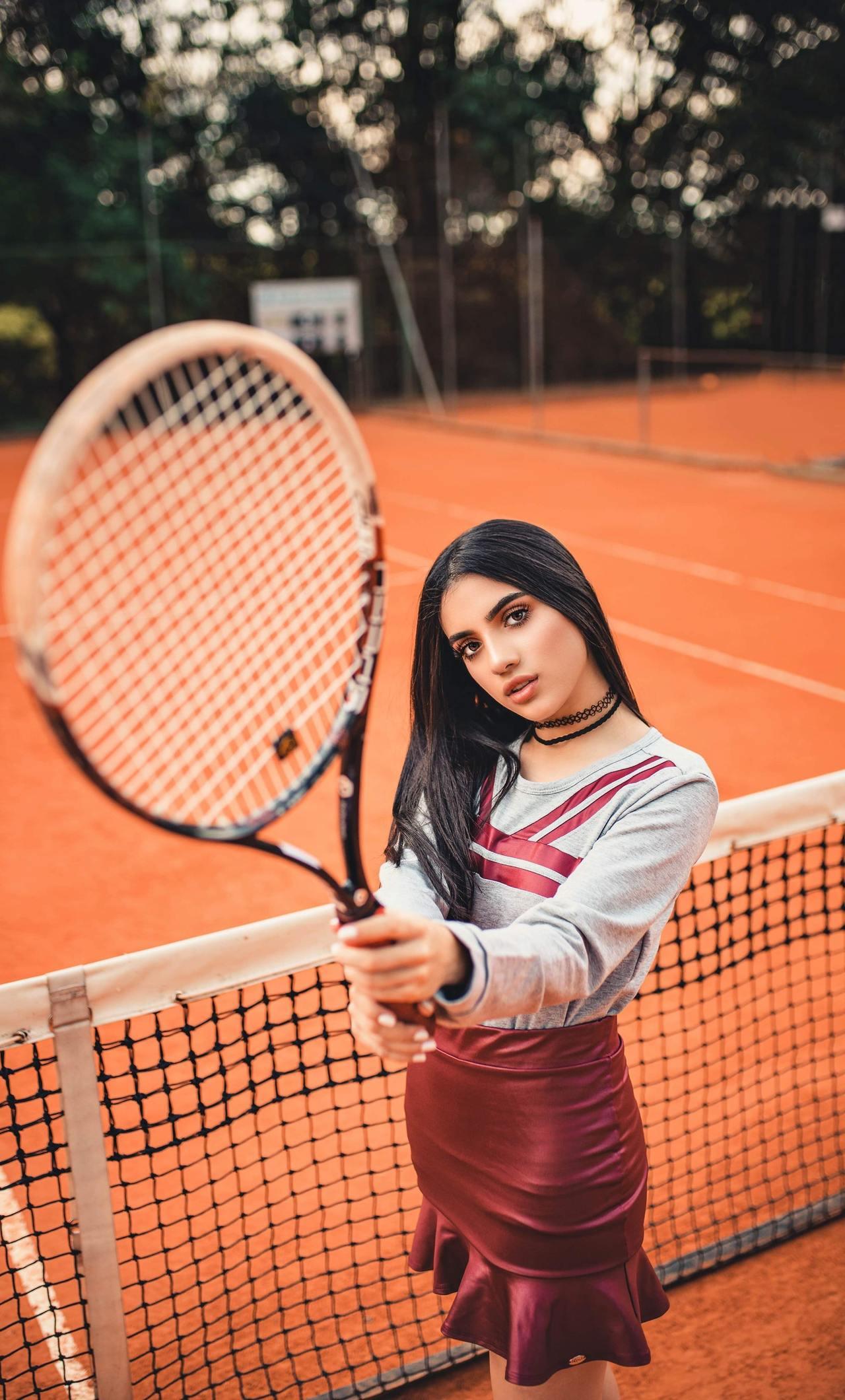 1280x2120 Girl Tennis Court iPhone HD 4k Wallpaper