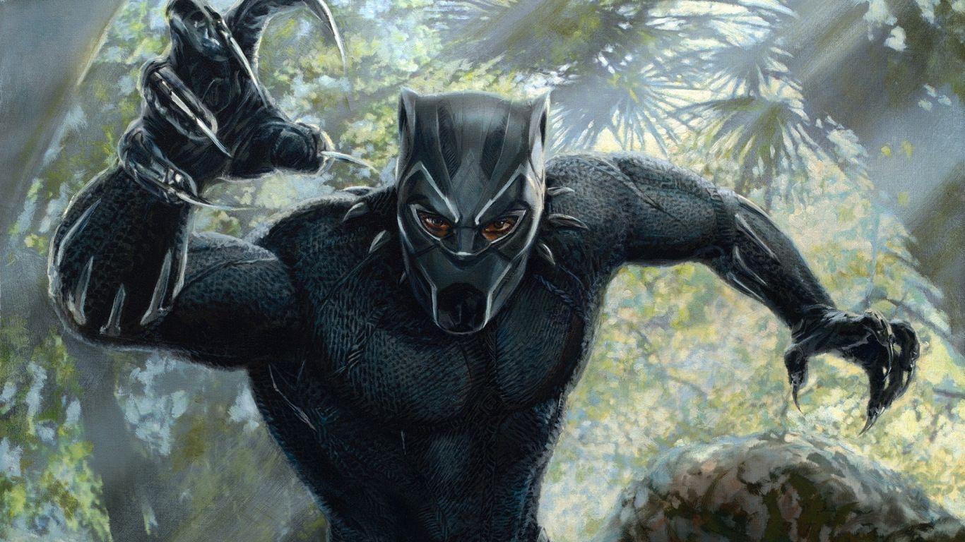 1366x768 Download 1366x768 wallpaper black panther, superhero, artwork