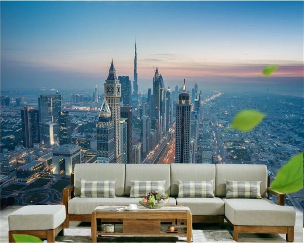 1000x800 US $8.85 41% OFF. beibehang Custom Aesthetic Decorative Painting 3D Wallpaper Personality High Rise Night Scene Bedroom Background 3D Wallpaper In