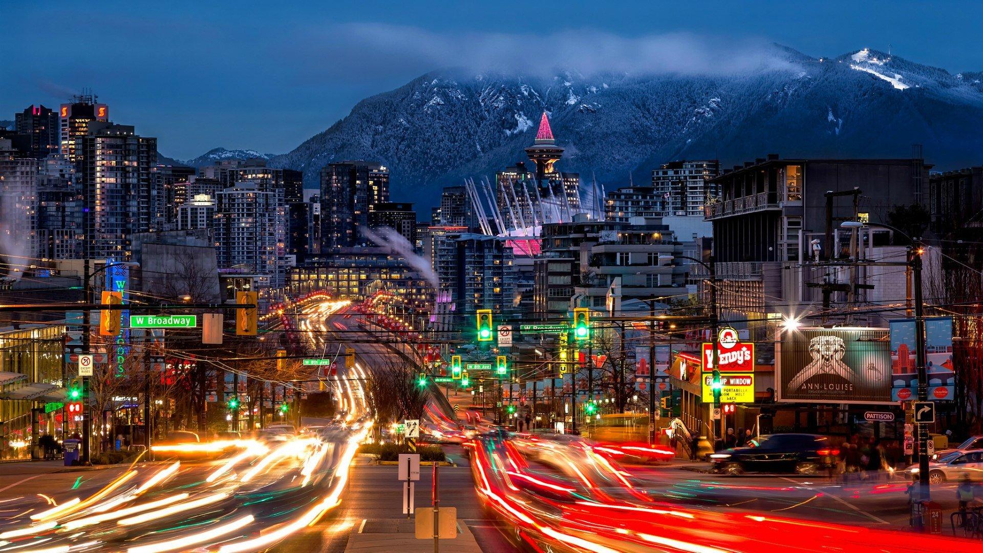 1920x1080 Night City Of Vancouver Canada Wallpaper Exposure