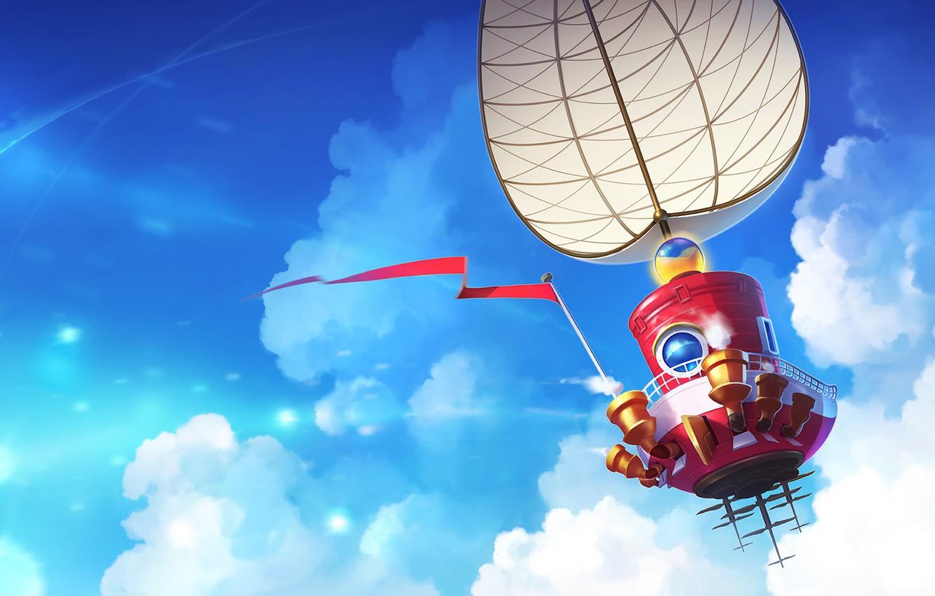 1332x850 Wallpaper the sky, clouds, ship, art, sail, Nintendo, Super