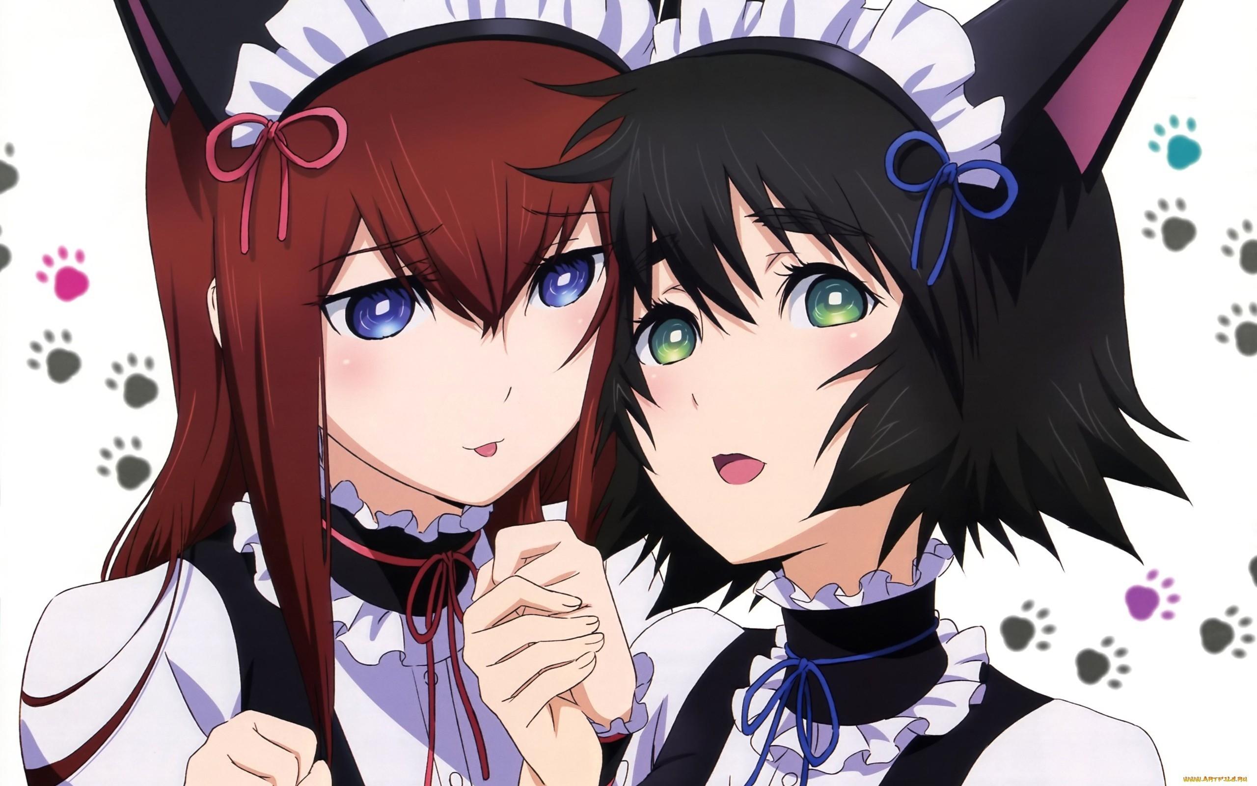 2560x1600 maids nekomimi tongue anime steinsgate shiina mayuri makise