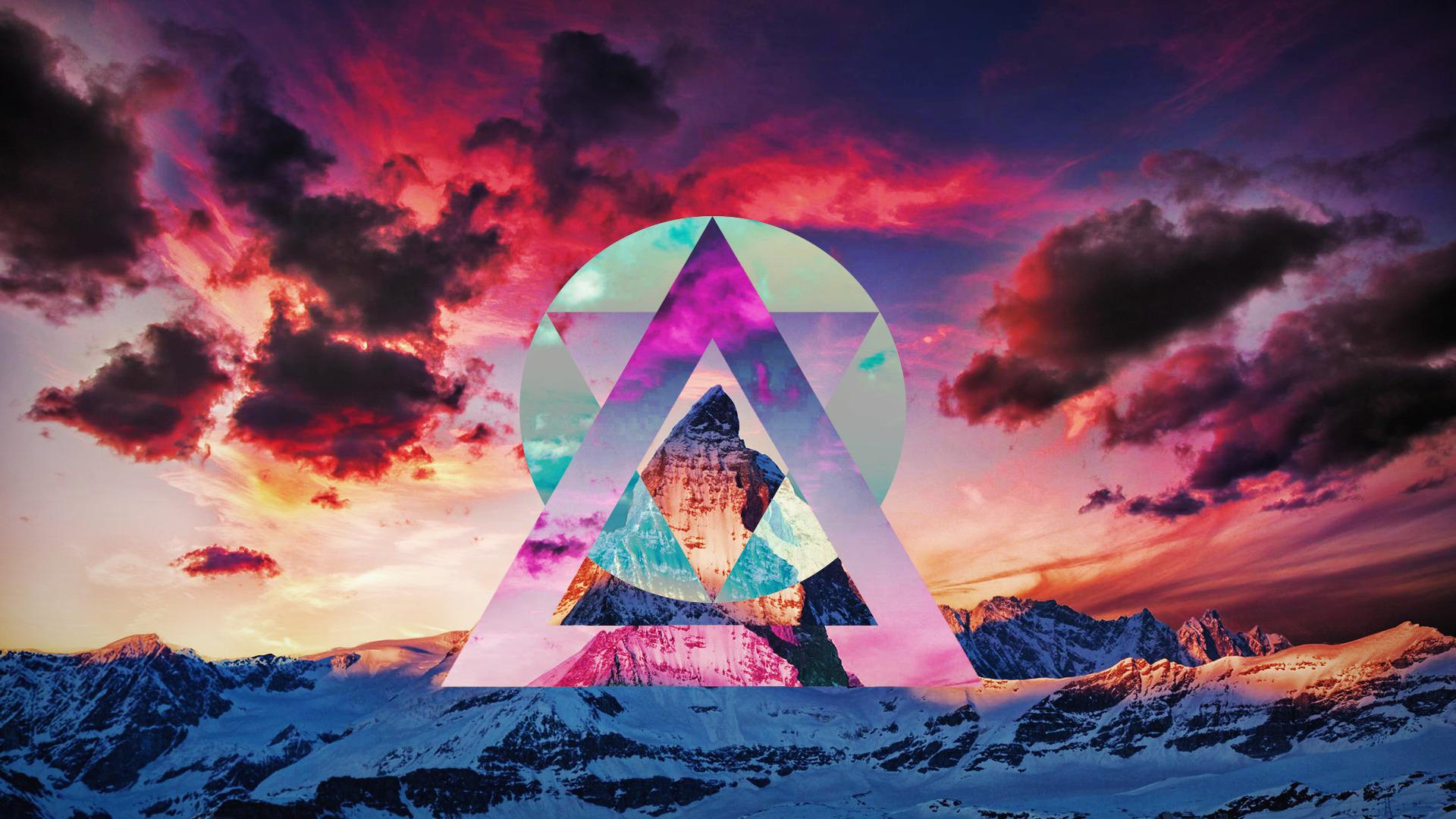 1920x1080 1920x1080 polyscape clouds mountain snow sunset