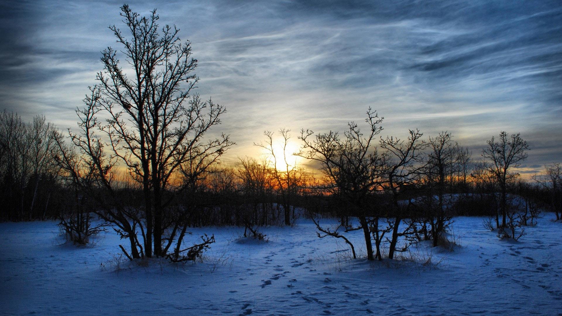 1920x1080 Winter Sunset Wallpaper