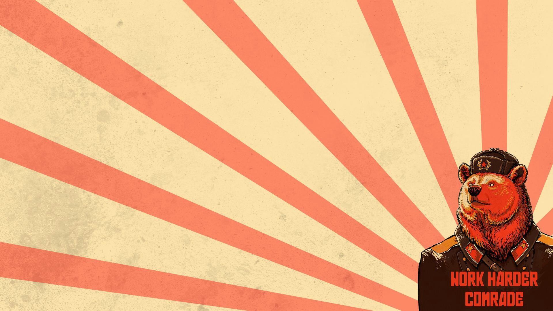 1920x1080 artwork, Communism, Socialism, Bears, USSR Wallpaper HD / Desktop and Mobile Background