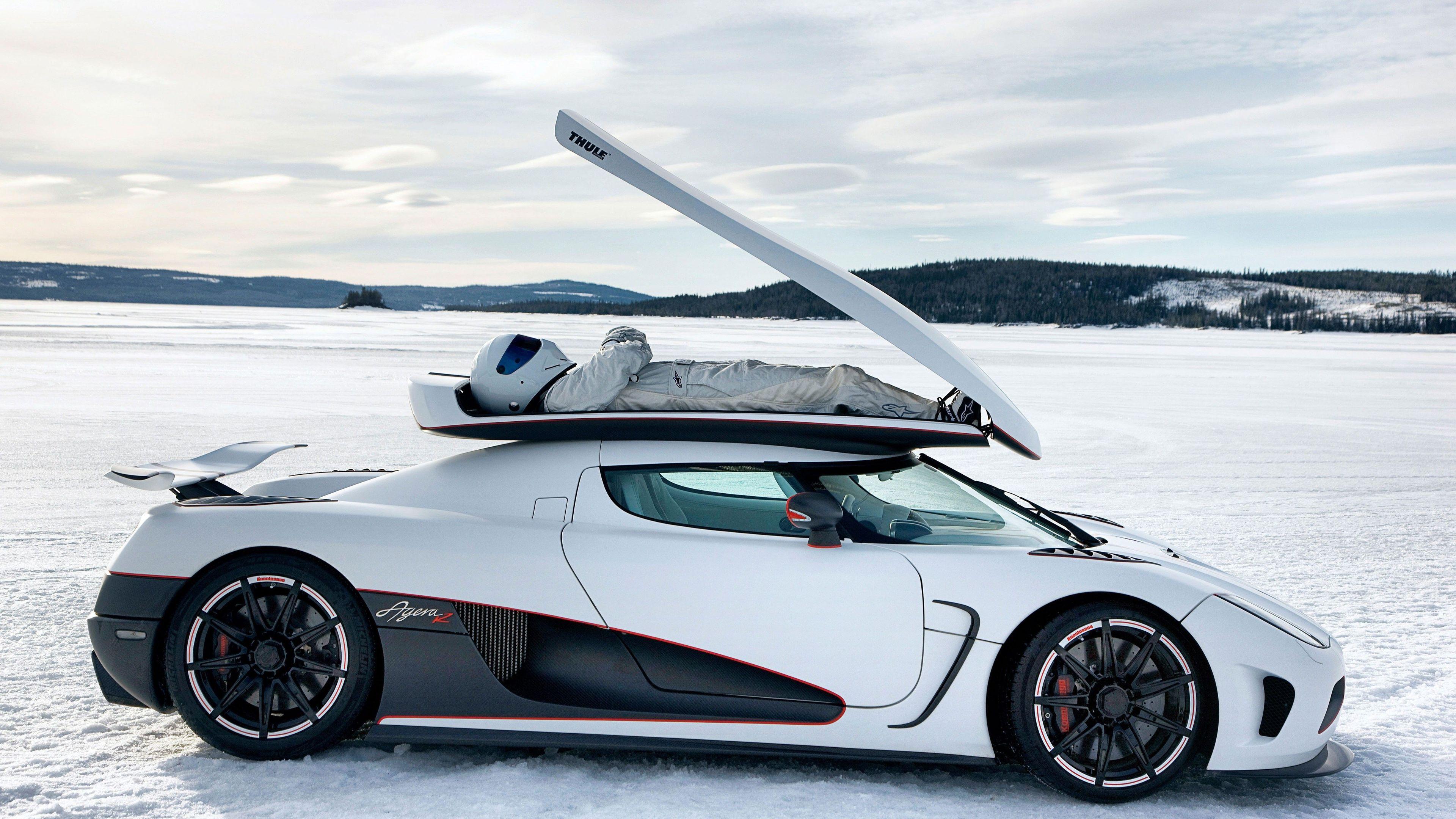 3840x2160 Wallpaper 4k Koenigsegg Agera R And A Stig On A Ice Lake 4k