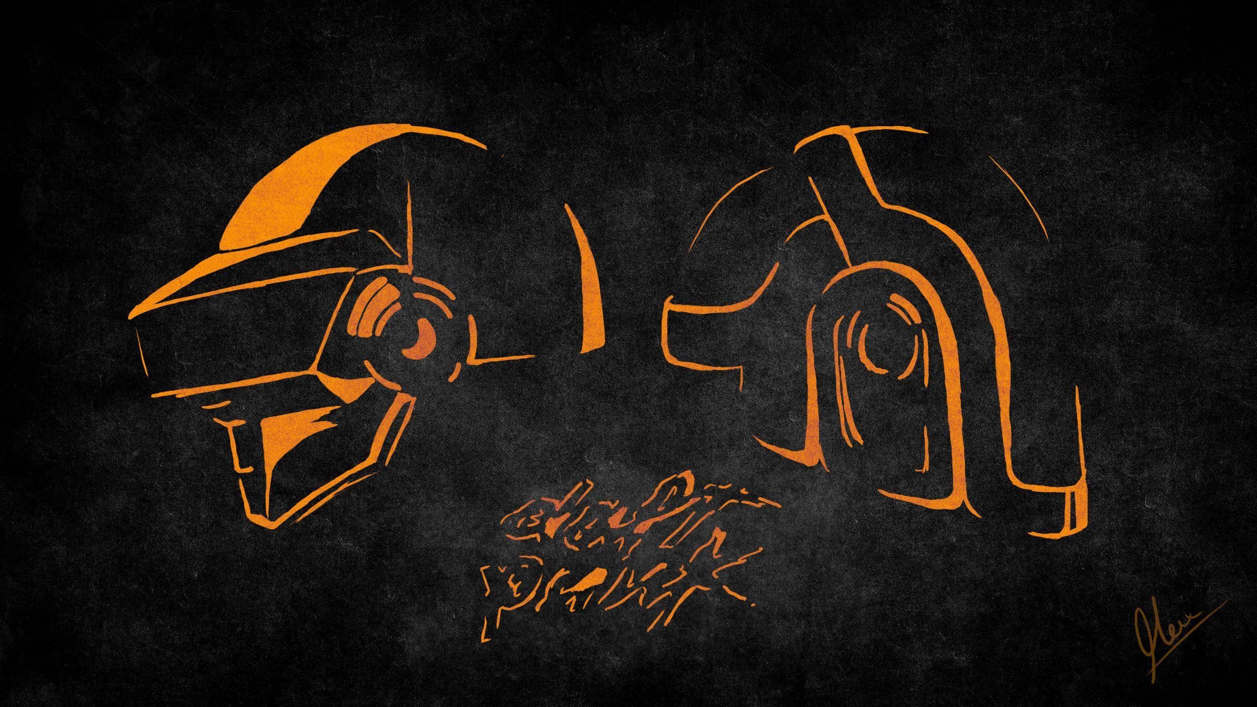 2560x1440 Daft Punk masks artwork musican electronic music wallpaper