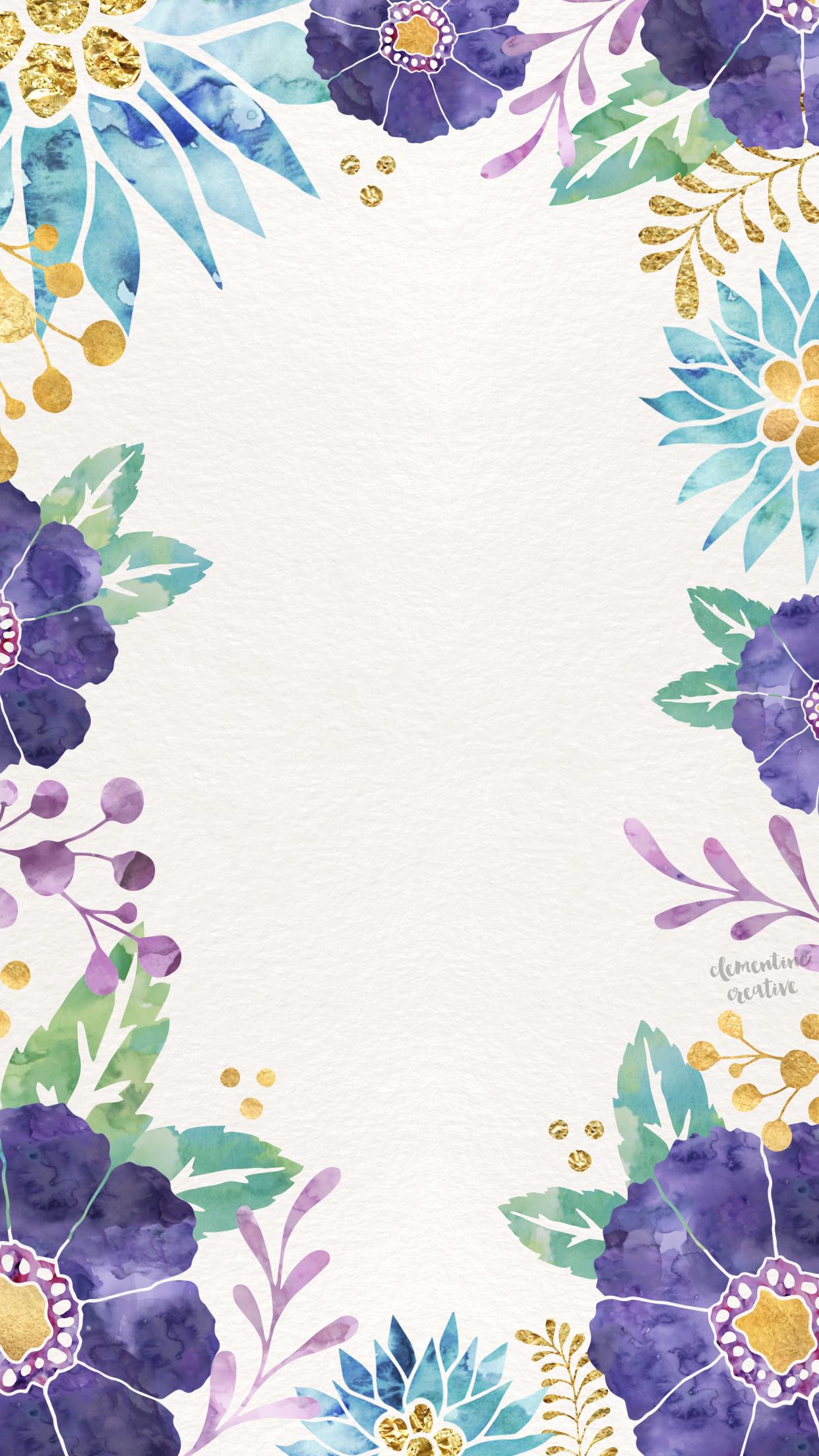 1242x2208 Watercolor Flowers Wallpaper
