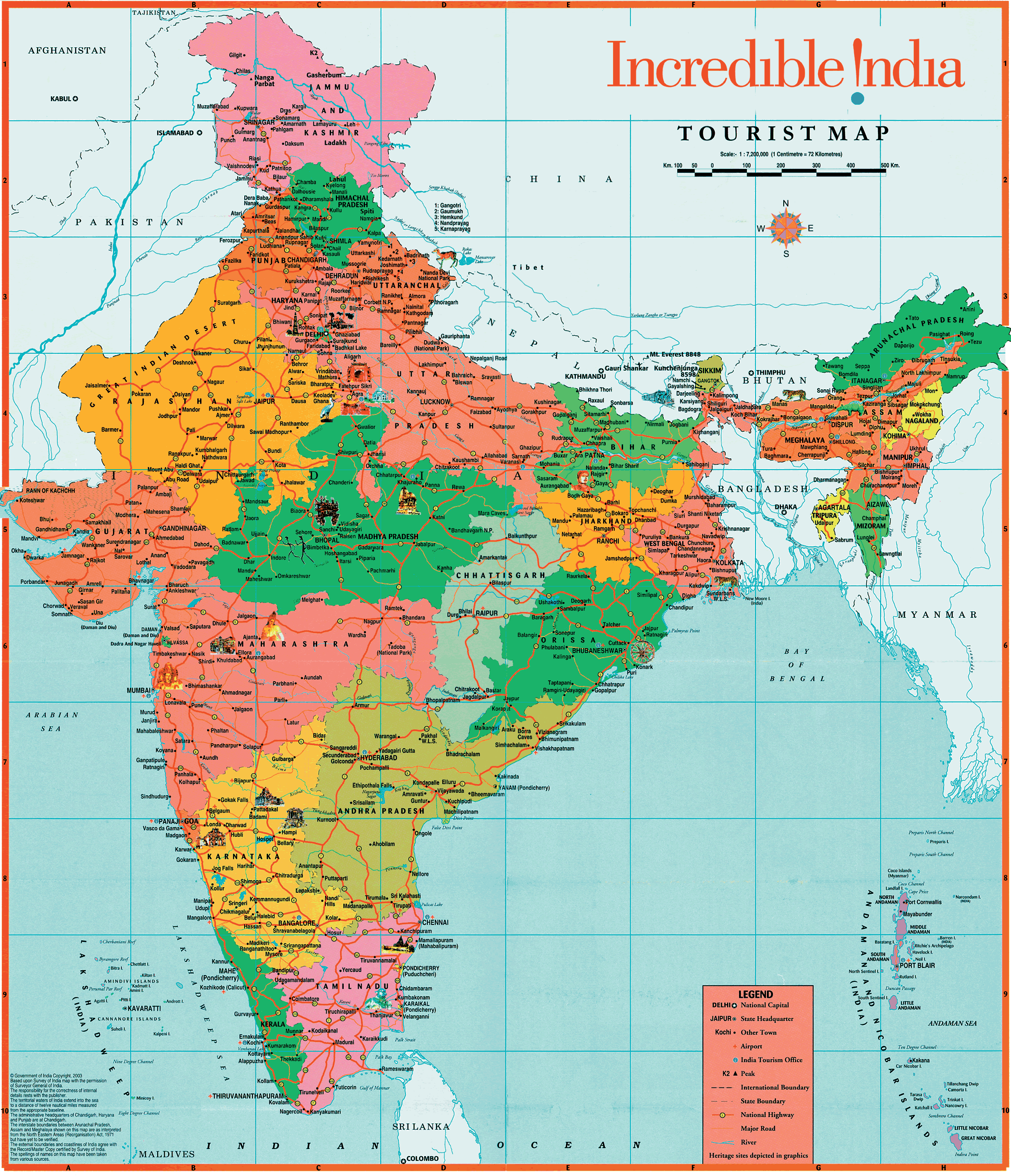 Indian Tourist Places Chart