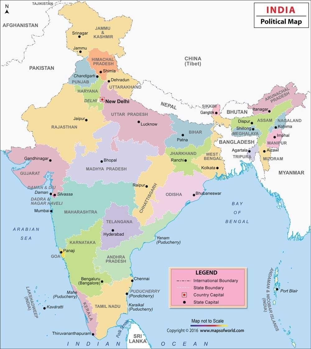 HD Political Map Of India