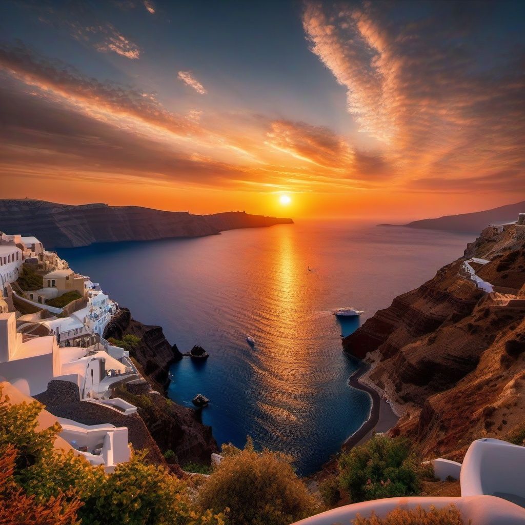 1024x1024 Breathtaking Santorini Sunset Over The