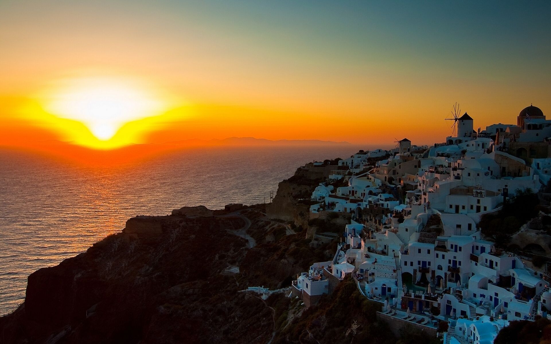 1921x1200 Aegean Sea Greece Coast Sunset Man