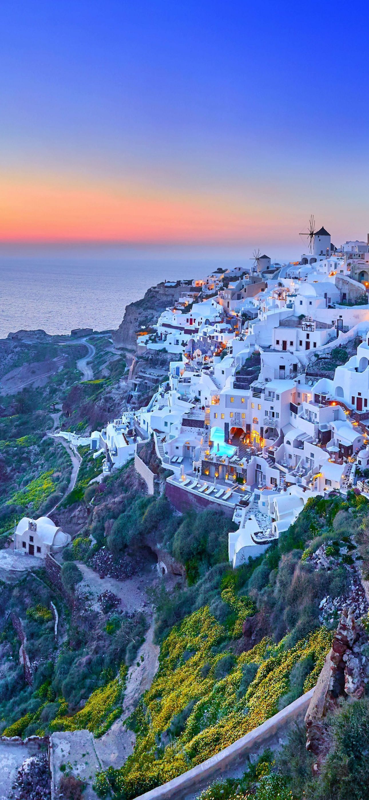 1290x2796 Santorini Island Wallpaper 4K, Thira