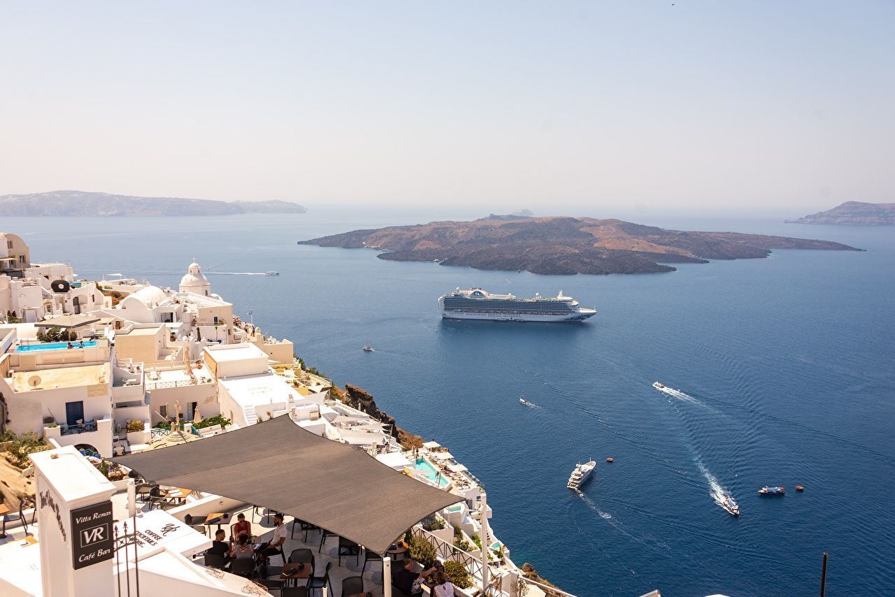 1280x854 Photo Greece Cruise liner Santorini