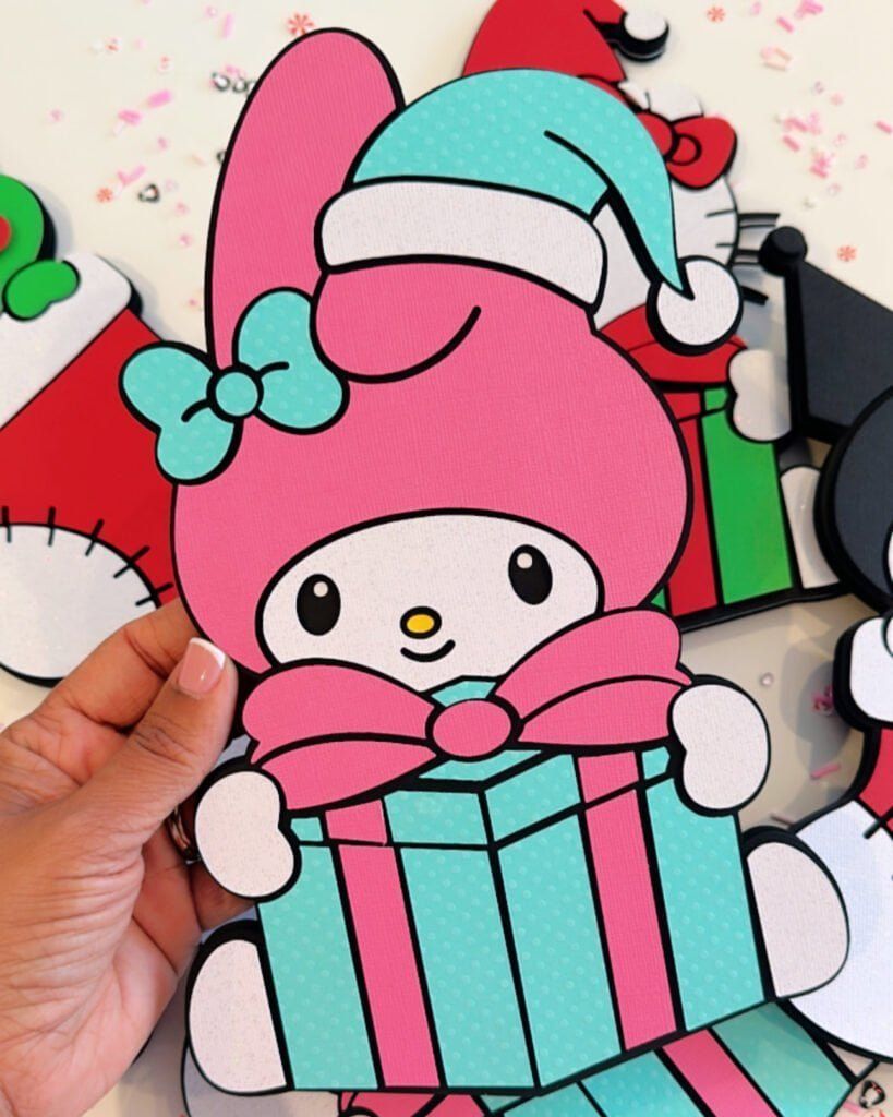 819x1024 My Melody With Christmas Gift SVG
