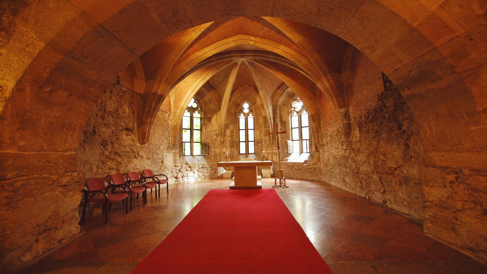 1920x1080 cross, church, chair, interiors, Altar