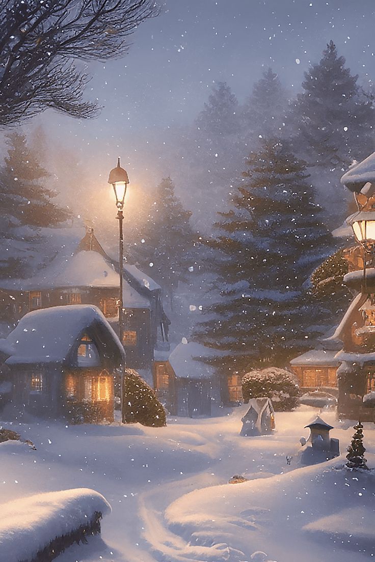 736x1104 Wallpaper Snowy Village