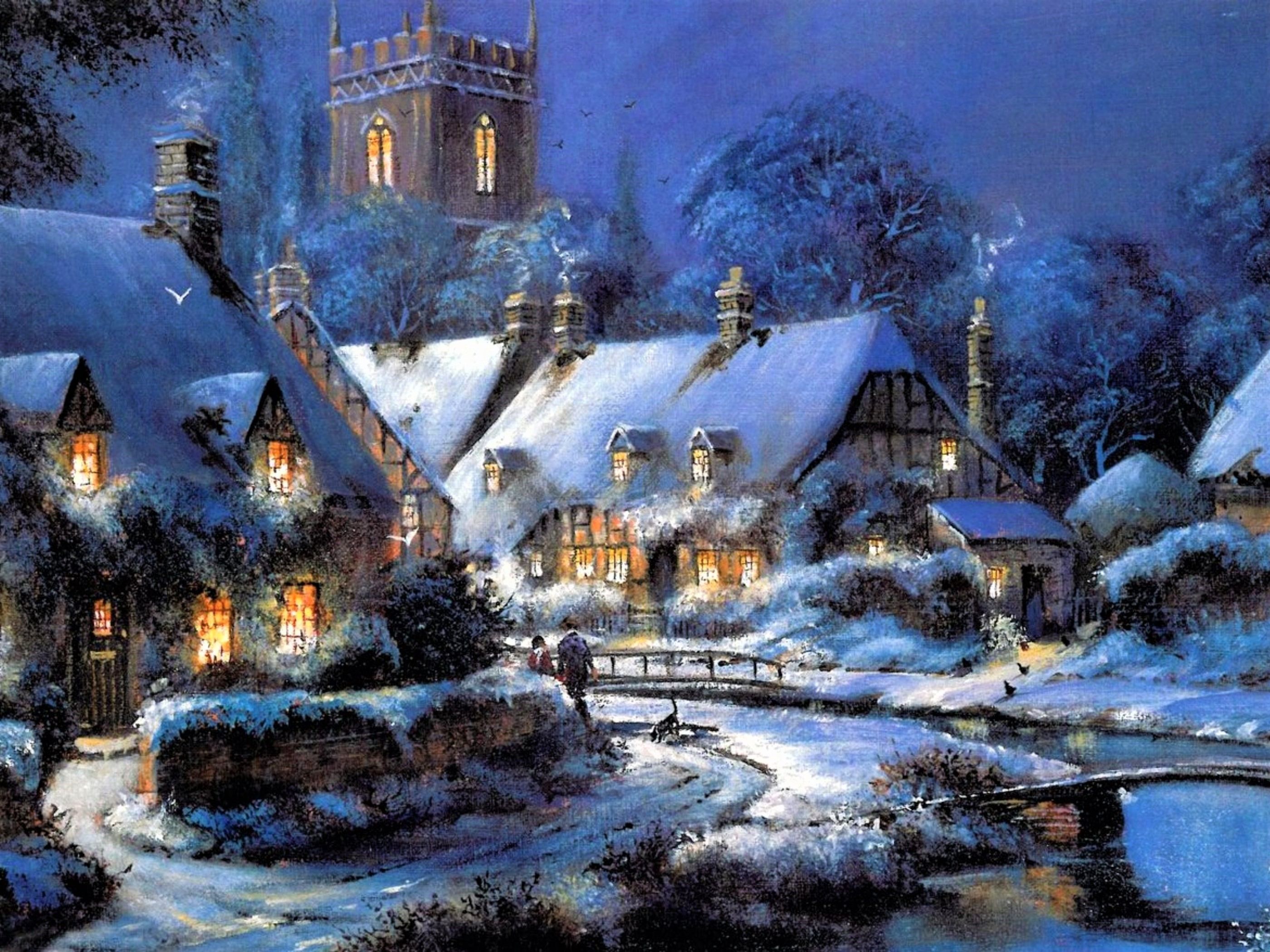 2800x2100 Snowy Town Wallpaper