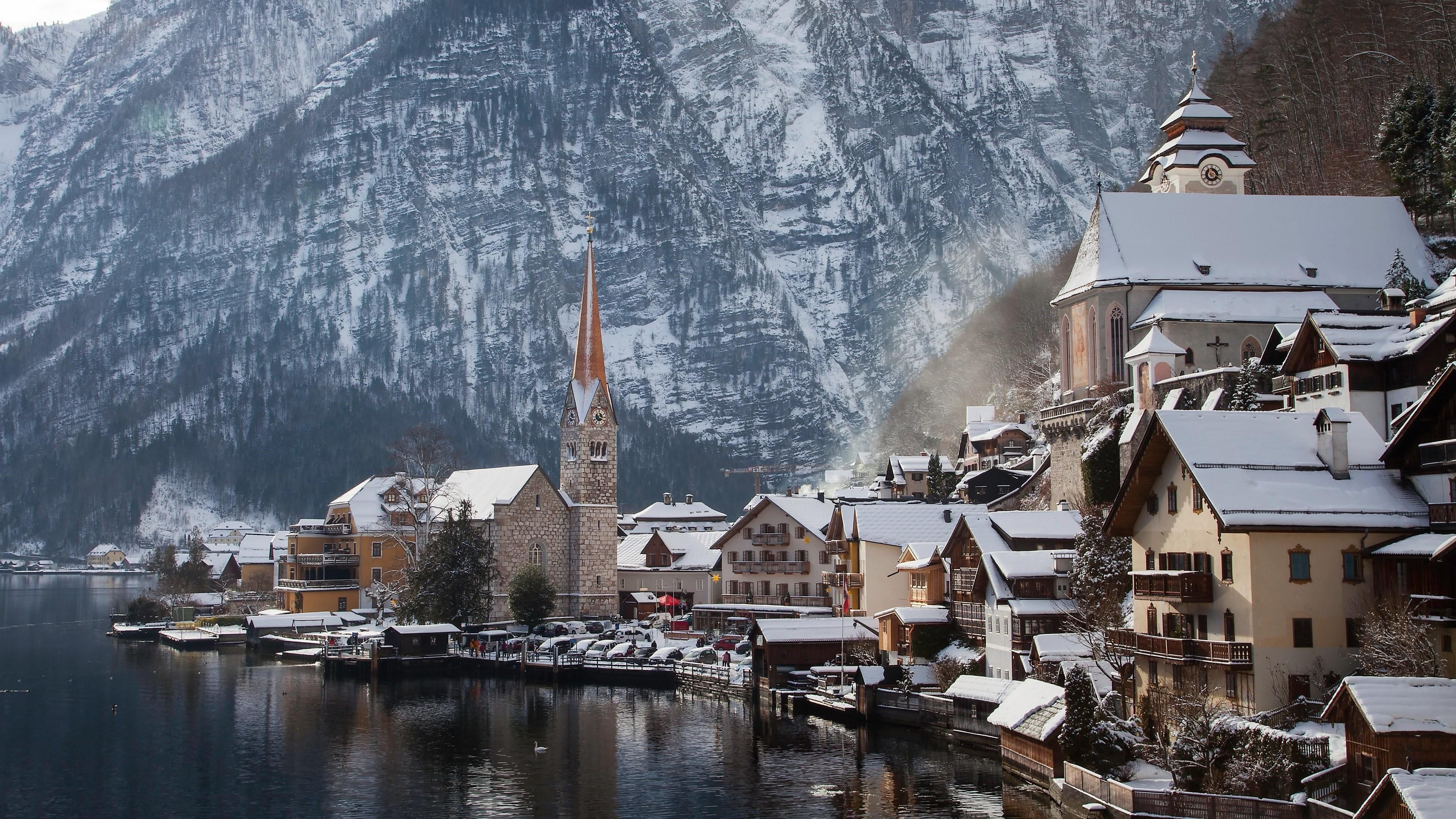 3840x2160 HD wallpaper: winter, snow, mountain