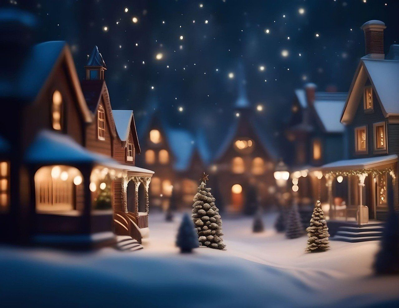 1280x989 Download Winter, Snow, Village. Royalty