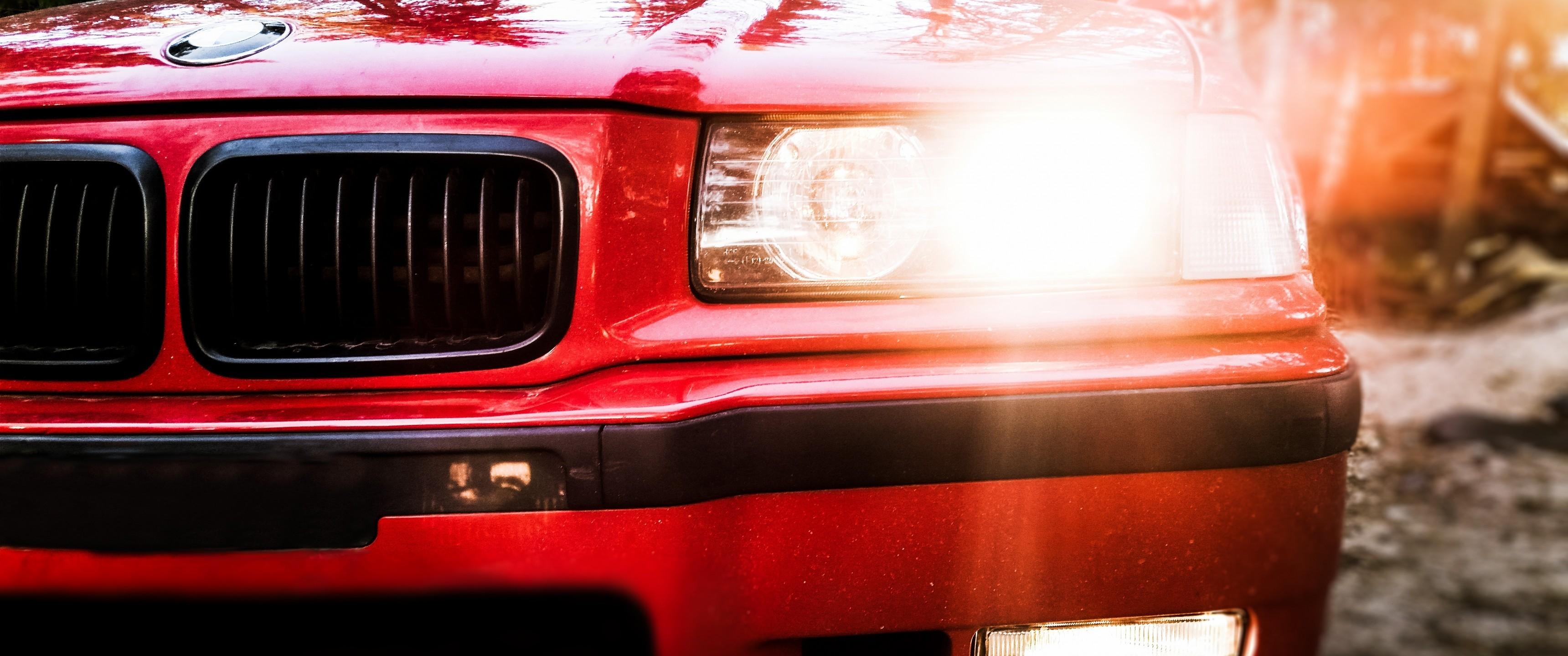 3440x1440 Download 3440x1440 Bmw E Red, Front View, Cars Wallpaper