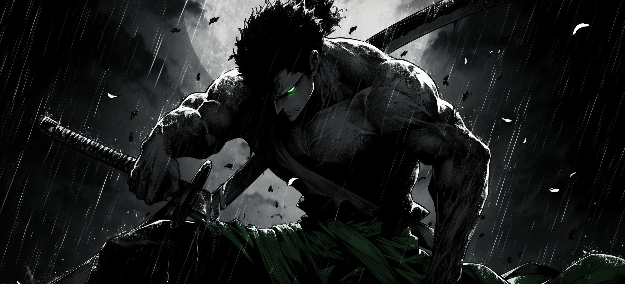 2371x1080 One Piece Zoro HD Manga Art Wallpaper