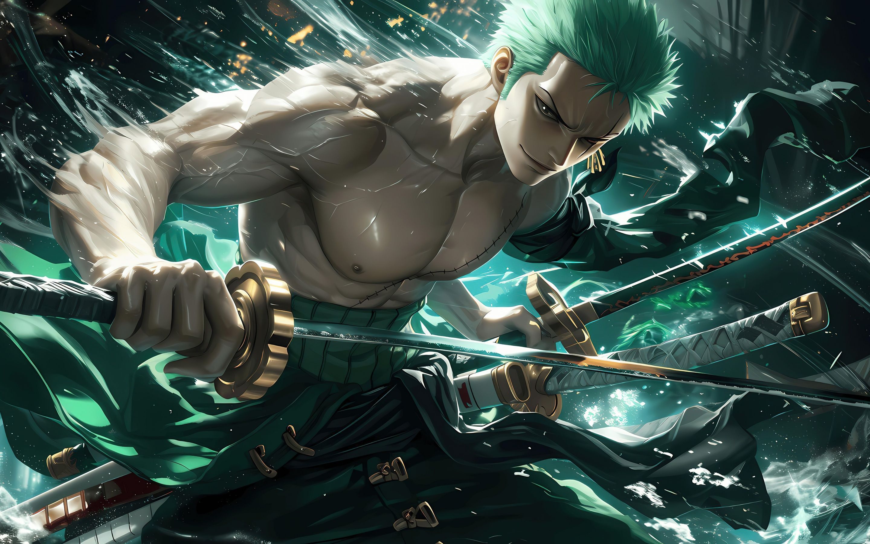 2880x1800 Roronoa Zoro Wallpaper 4K, Sword, 5K, One Piece, Green