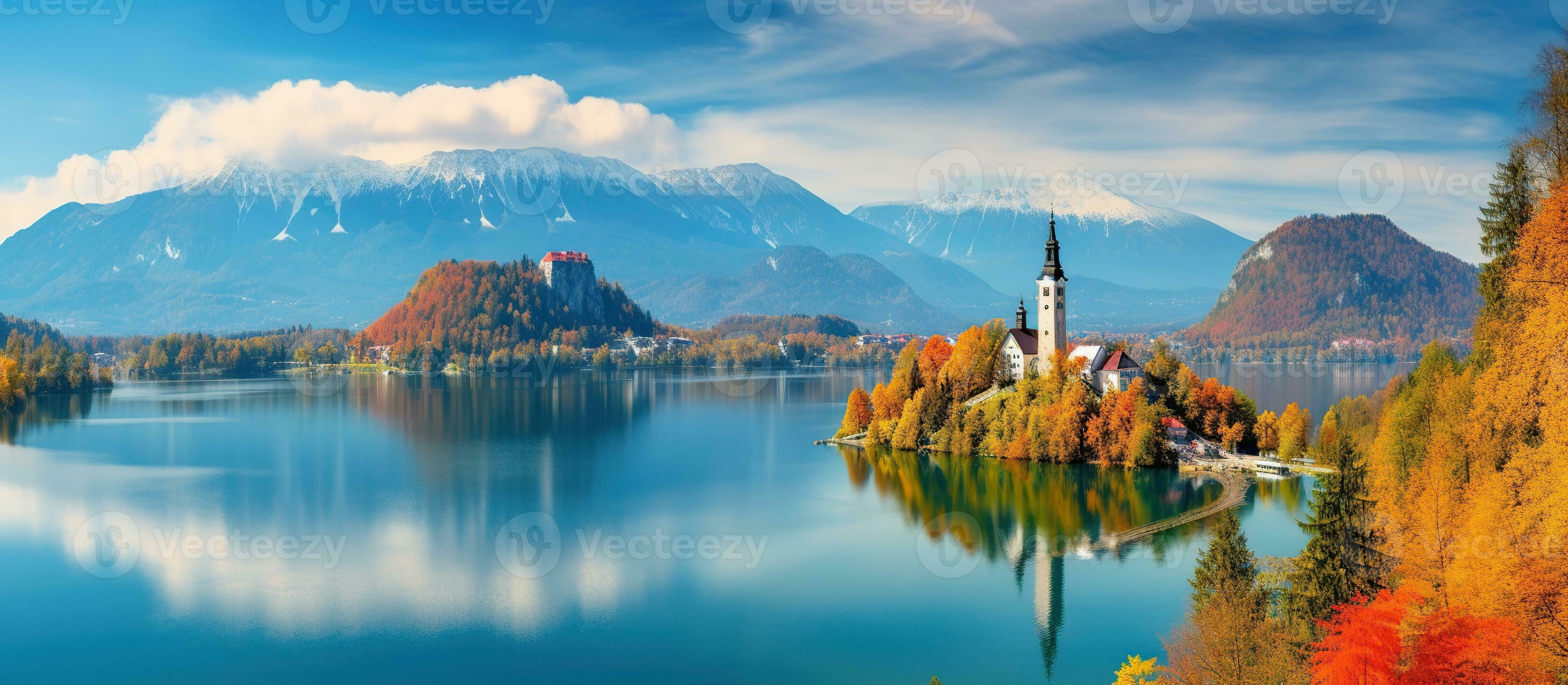 4486x1960 AI generated autumn sunrise