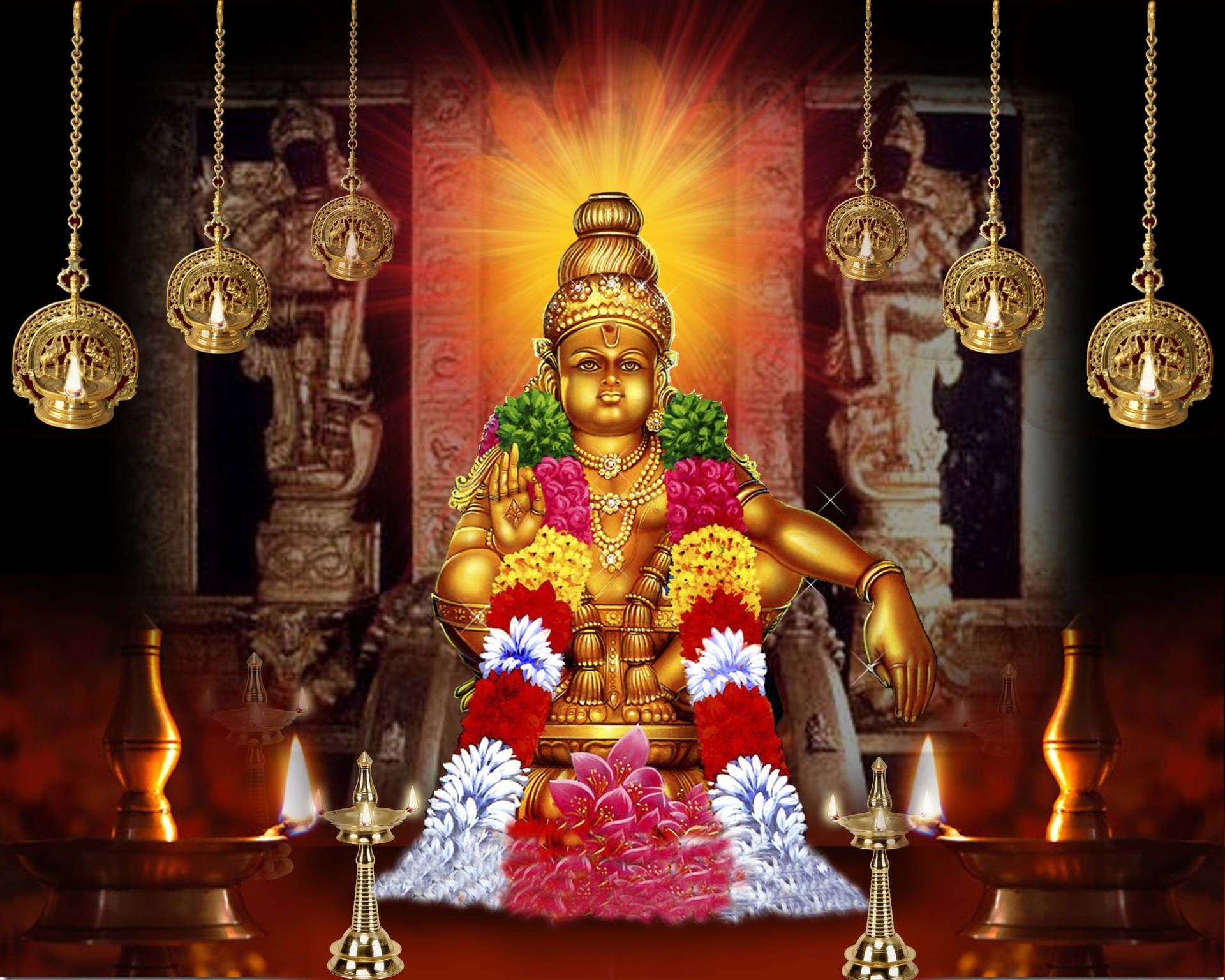 1920x1536 Lord Ayyappan Hindu Shrine Wallpaper