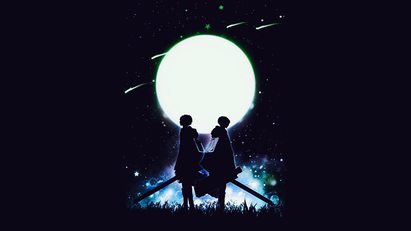 1366x768 eren yeager, levi ackerman