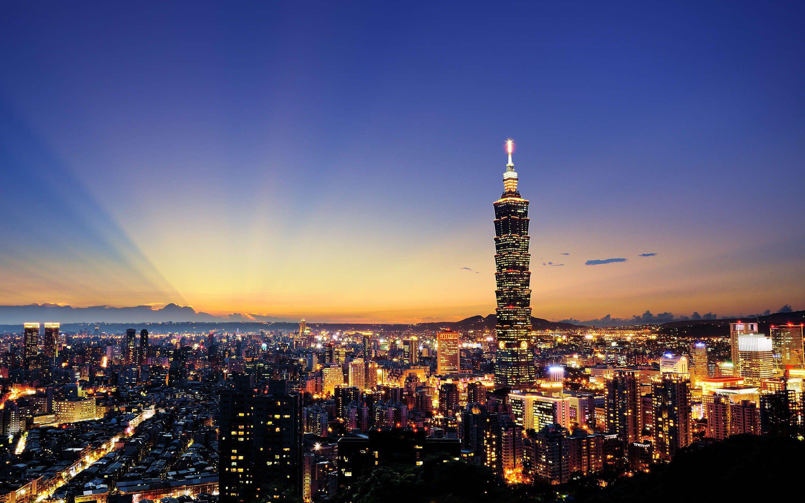 2560x1600 Taiwan China Taipei evening city wallpaperx1600
