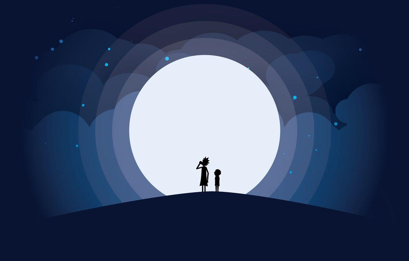 1332x850 Wallpaper Minimalism, The moon, Smith, Cartoon, Sanchez, Rick