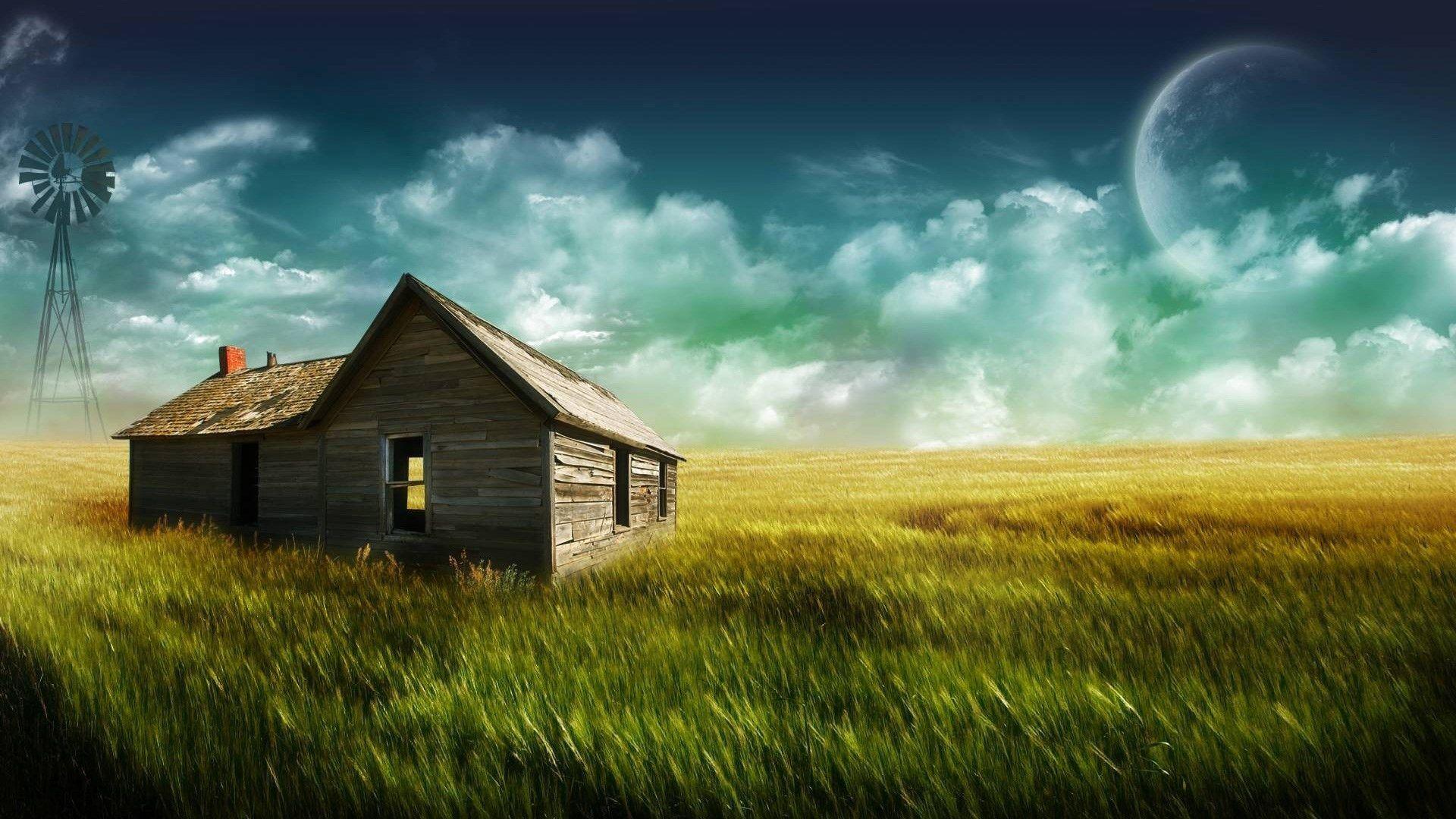1920x1080 farm house full HD 1080p wallpaper fantasy sky. ololoshenka