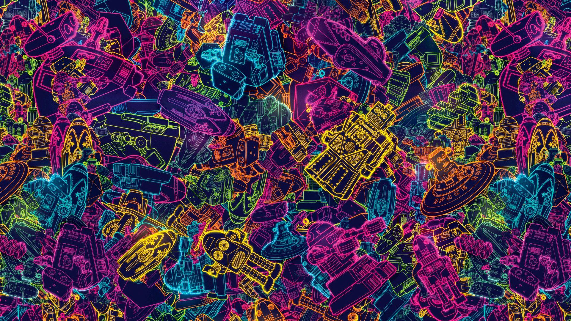1920x1080 Retro Robot Desktop Wallpaper