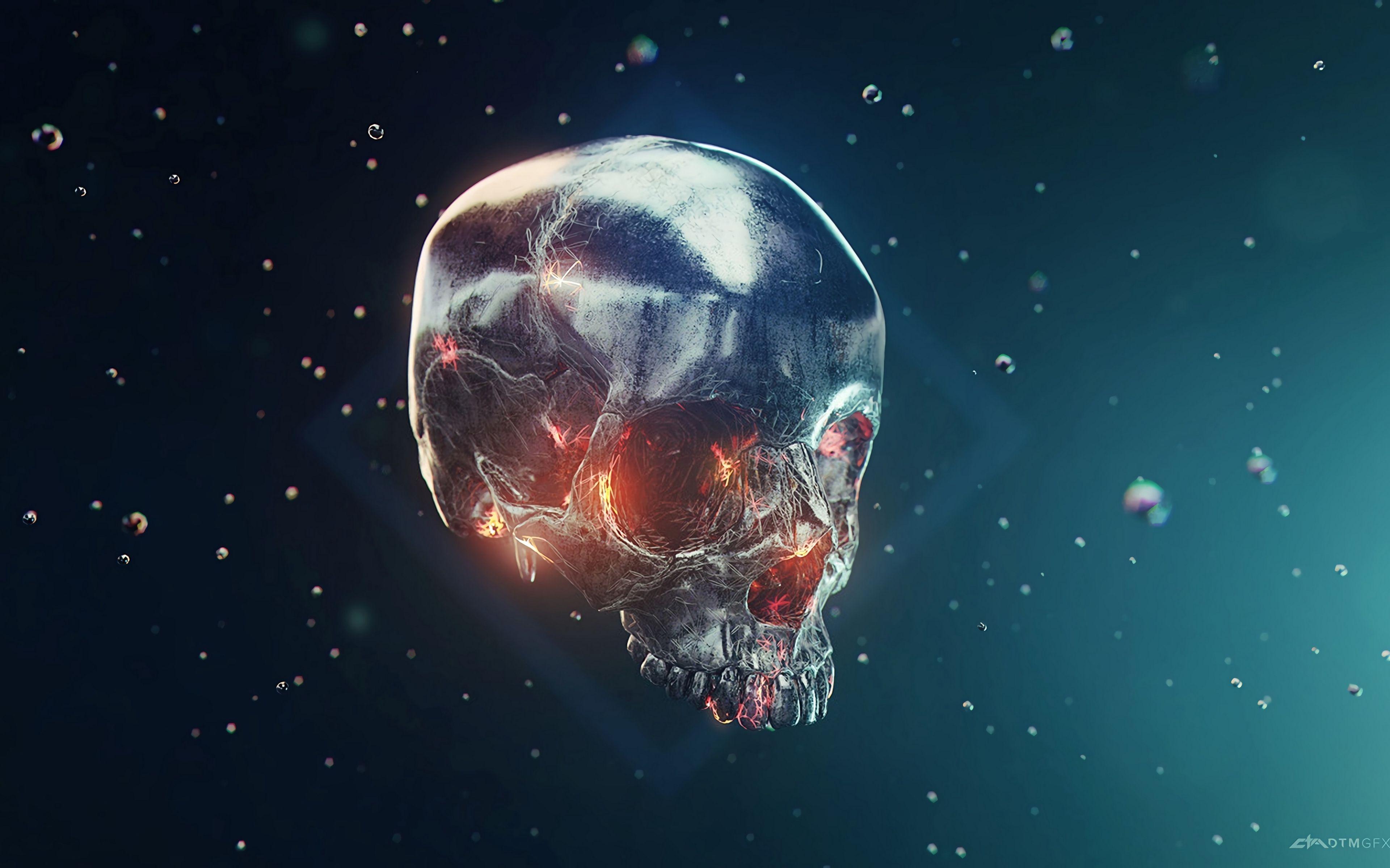 3840x2400 Download wallpaper 3840x2400 skull, form, cyberpunk