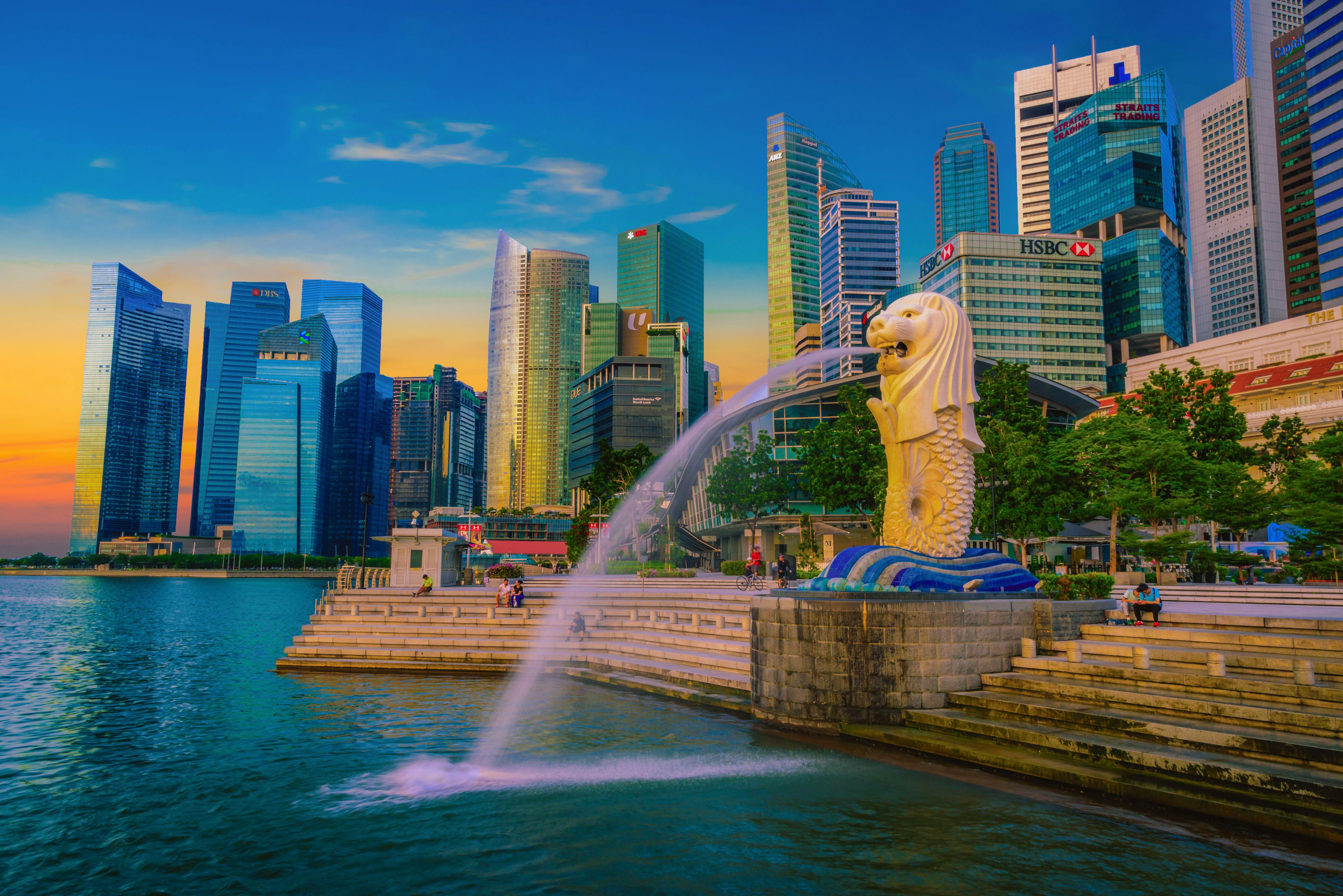 6016x4016 Free photo Fountain of Merlion statue, Merlion Park