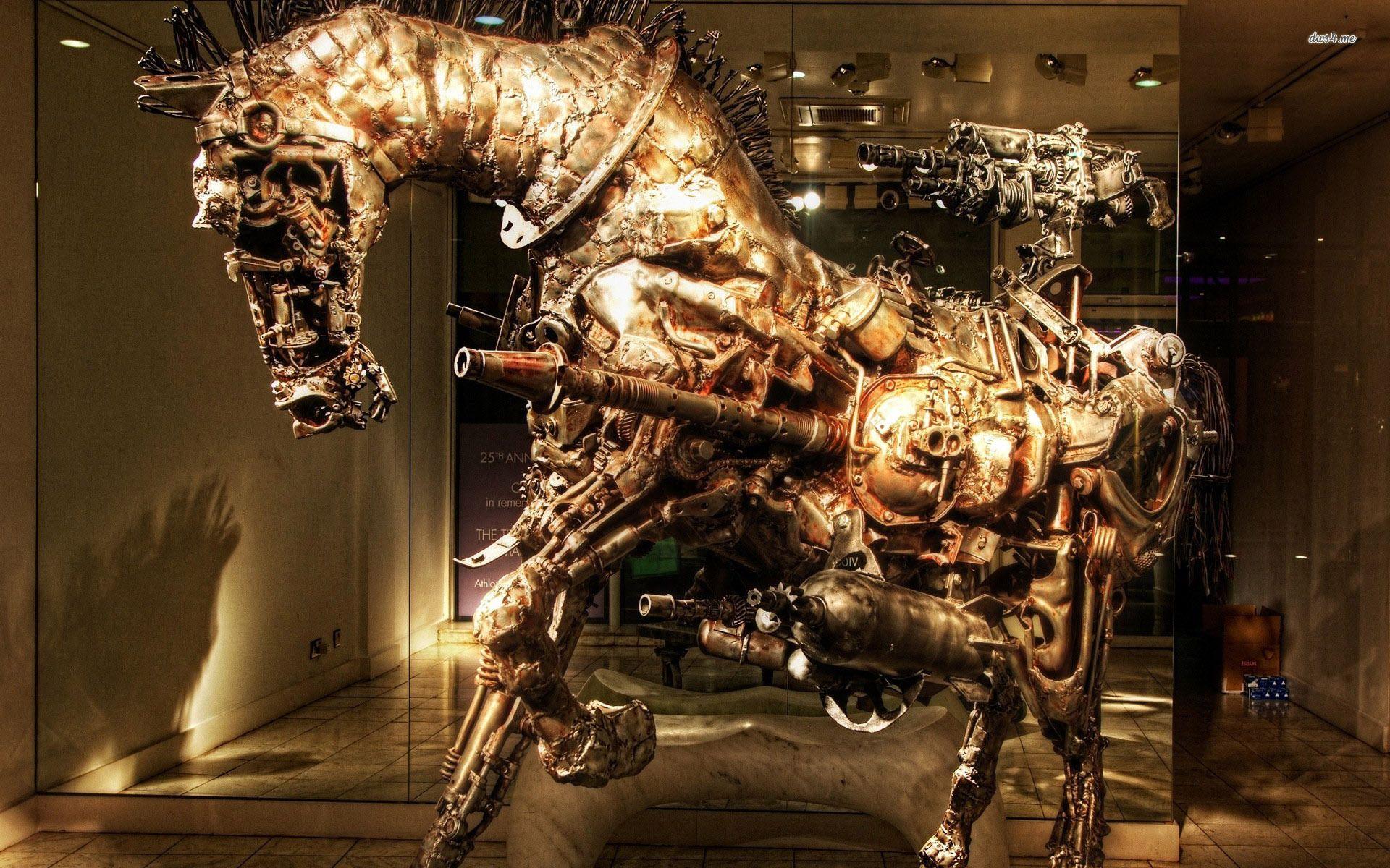 1920x1200 Steampunk mechanical horse wallpaper