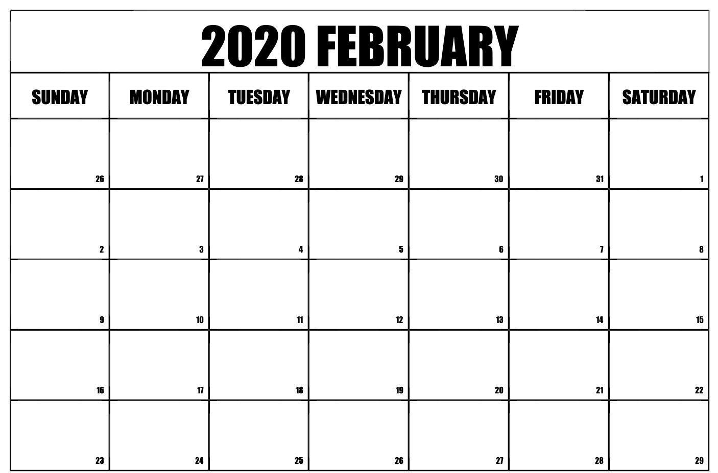 1406x927 Blank February 2020 Calendar Template. Awesome Free