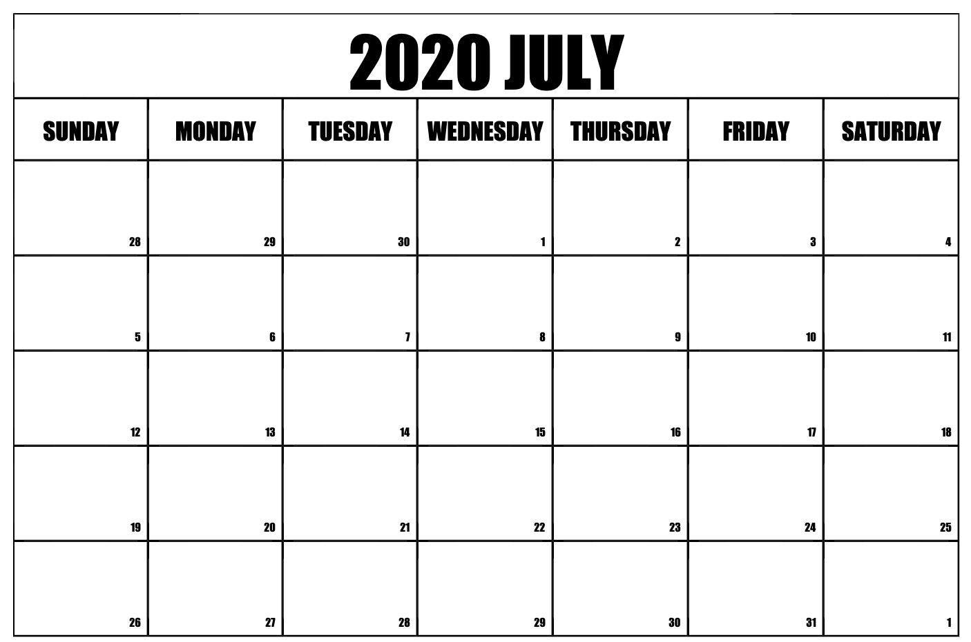 1406x931 Free Printable July 2020 Calendar. Awesome Free Printable