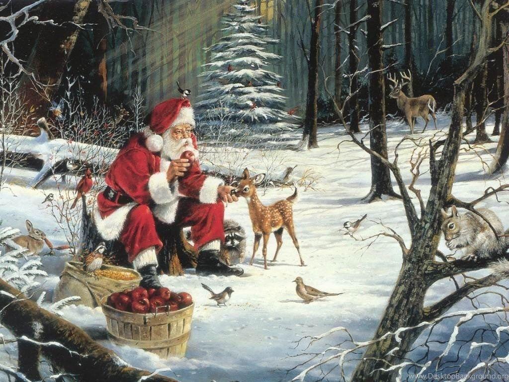 1024x768 Vintage Christmas Wallpaper Desktop Background